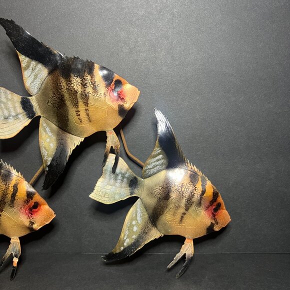 Vintage Bovano of Cheshire Enameled Metal Tropical Angel Fish Aquatic Wall Art - Picture 2 of 5